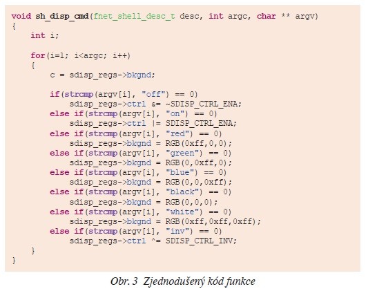 Obr. 3 Zjednodušený kód funkce